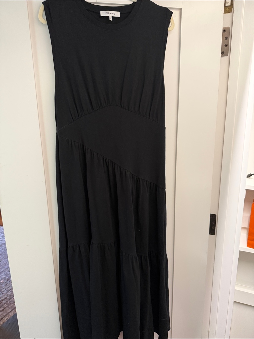 Like new Frame Denim Black Crewneck midi dress
